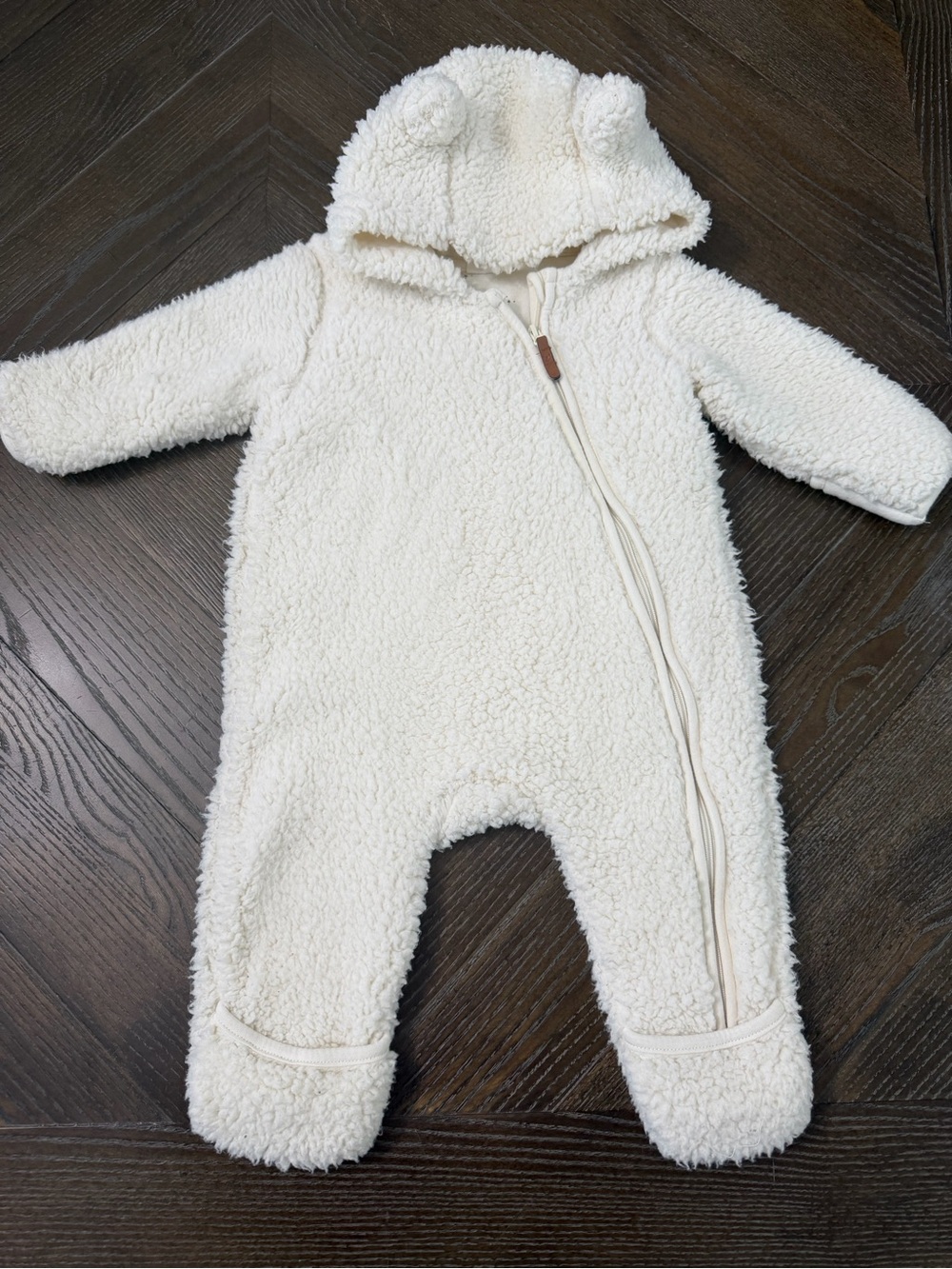 H&M Cream Sherpa Hooded One-Piece with Bear Ears